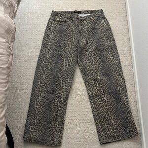 Leopard Print Wide-Leg Pants